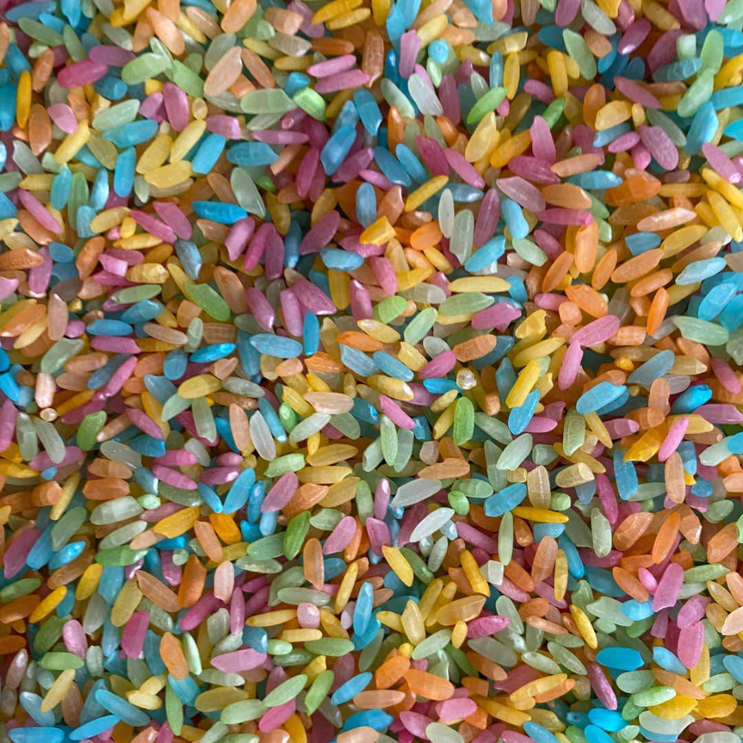 Speelrijst regenboog 300 gram