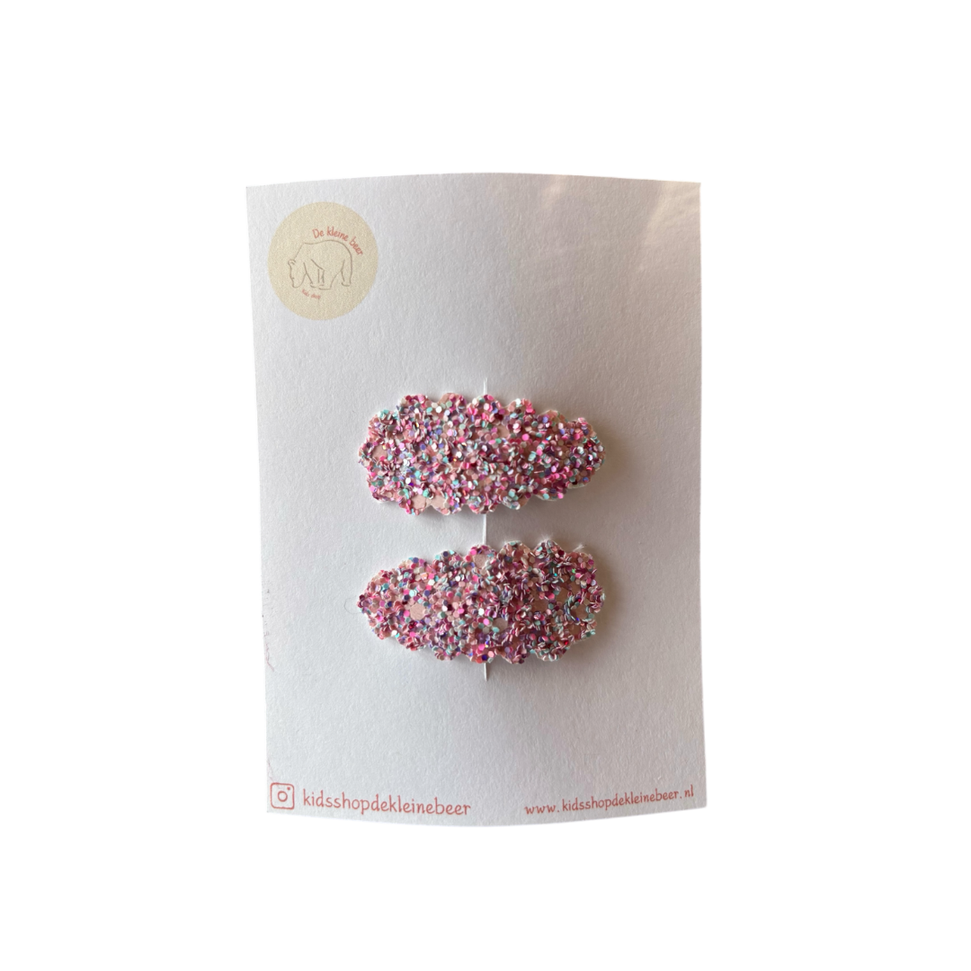 Haarspeld roze+blauw