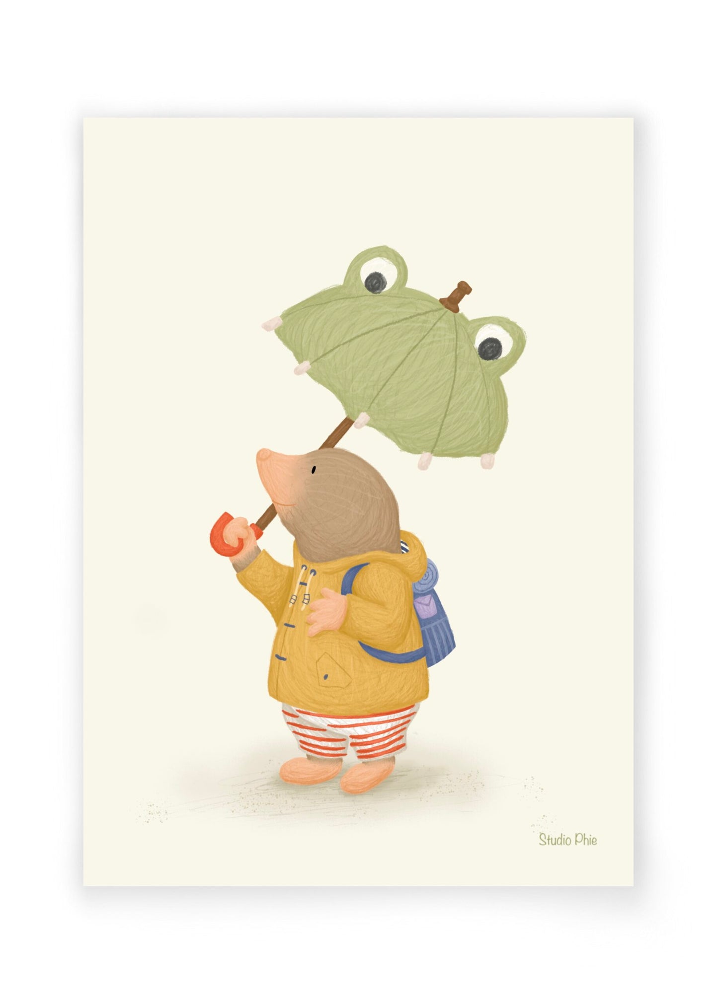 Wenskaart mol in de regen