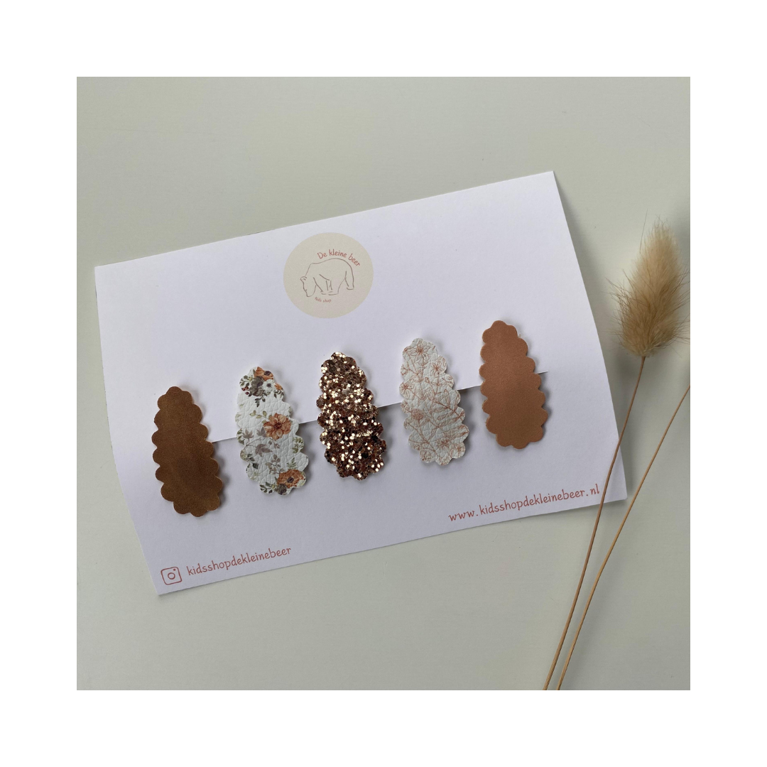 Klikklak haarspeldjes in bruintinten