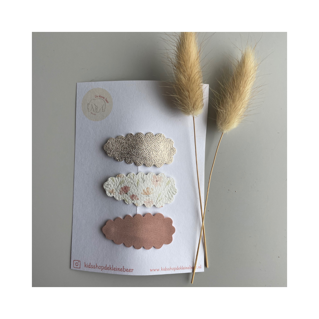 Haarspeldjes roze en bloemen 3 stuks