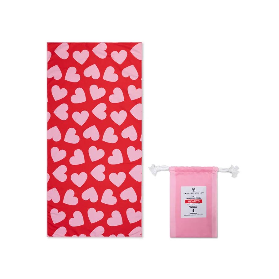 Hearts | Rode Microvezel Handdoek 135 x 65 cm Swim Essentials
